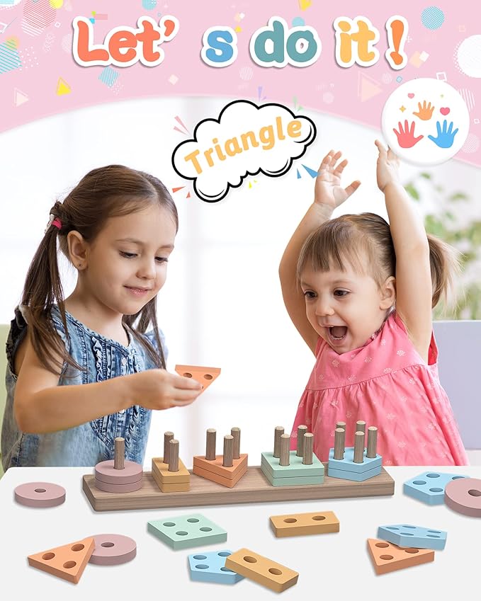 Yetonamr Montessori Toys for 1 2 3 Years Old Boys Girls Birthday Gifts, Wooden Sensory Toys for Ages 2-4 Toddlers Kids Baby, Toddler Learning Toy Activities Puzzles Ages 1-3