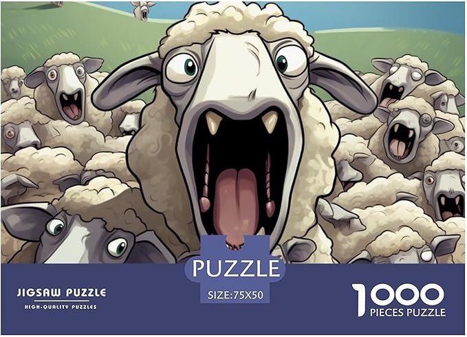 Sheep for Adults Fun 1000 Pieces 3D Animal Thickened Wooden Jigsaw Puzzle Stress Relief Education Game Home Decoration Toy Intellectual Game Relaxation and Intelligence 1000pcs (75x50cm)