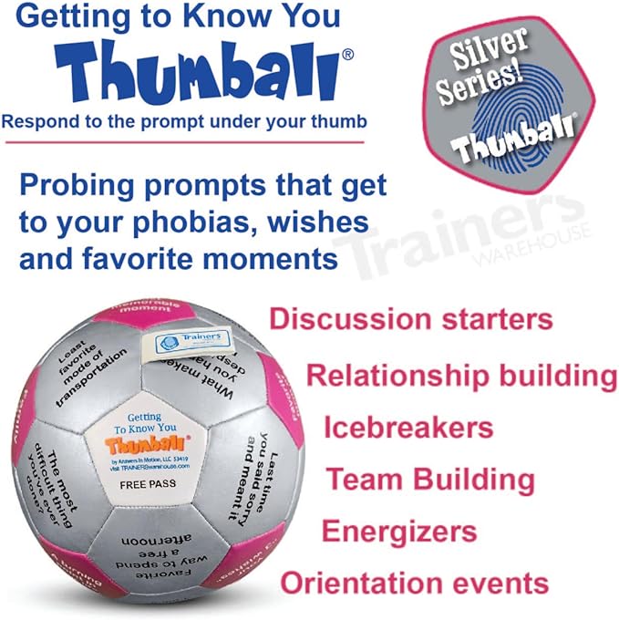 Trainers Warehouse 6" Thumball Collection, 32 Prompts for Conversation, Team Building, Relationship and Training
