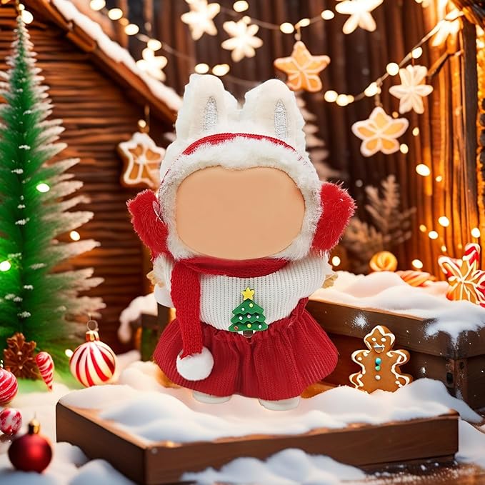 Doll Outfit Clothes Set for 17cm Dolls, Cute Dolls Accessories, Premium Fashion Hat Overalls Sweater Bag Dress Jumpsuit, Christmas Set, NO Doll.(Christmas C6)