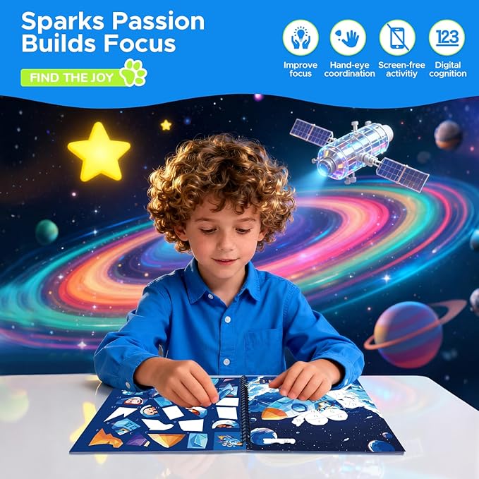 2PCS Paint by Number Sticker Book - Kids Crafts & Acitivity Puzzles Book for Ages 4-10,Mess-Free Travel Toys for Road Trip & Airplane,Perfect Gifts & Basket Stuffers for Kids
