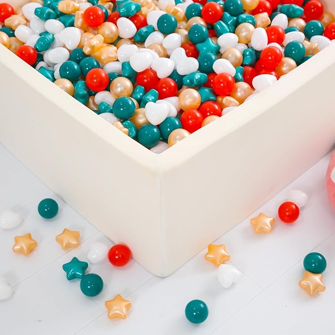 Ball Pit Balls Pack of 100 200 500 - Star and Round Set BPA Free Phthalate Free Non-Toxic Crush Proof Play Balls Soft Plastic Balls for Toddlers Baby Kids Birthday Pool Tent Party