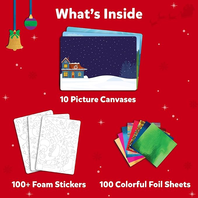 Skillmatics Foil Fun – Mess-Free Holiday Art & Craft Kit for Kids, DIY Creative Activity, Travel Game, Stocking Stuffer & Christmas Gift for Boys & Girls Ages 4, 5, 6, 7, 8, 9
