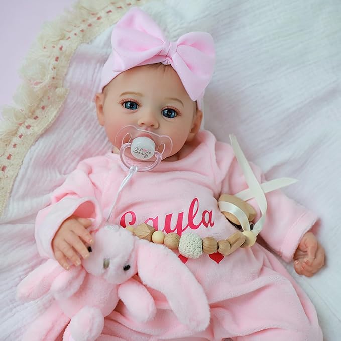 WOOROY Lifelike Reborn Baby Dolls - 18 Inch Silicone Baby Girl Vinyl Body Realistic Newborn Dolls with Open Eyes, Handmade Poseable Real Life Baby Doll, Gift with Doll Accessories for Kids 3+