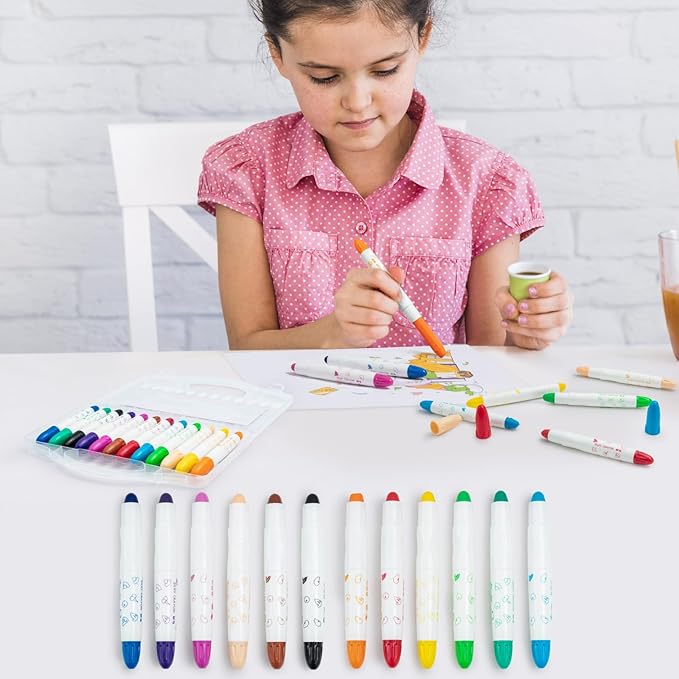 M&G 24 Colors Upgraded Food-grade Paint Sticks, Tempera paint sticks for kids and student, Washable paint, Non- Toxic, Super Quick Drying, Art Gifts for Your Kids and Artists