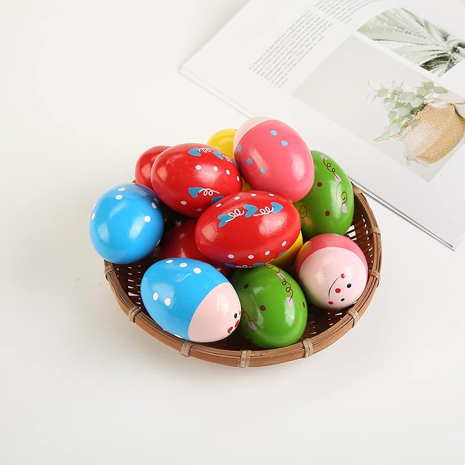 6Pcs Wooden Egg Shakers Hand Musical Maracas Percussion Instruments