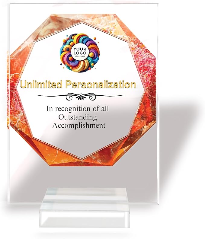 Custom Engraved Acrylic Employee Recognition Award – Personalized Appreciation Trophy for Corporate Excellence – Desk Display Plaque with Free Customization (Style #1)