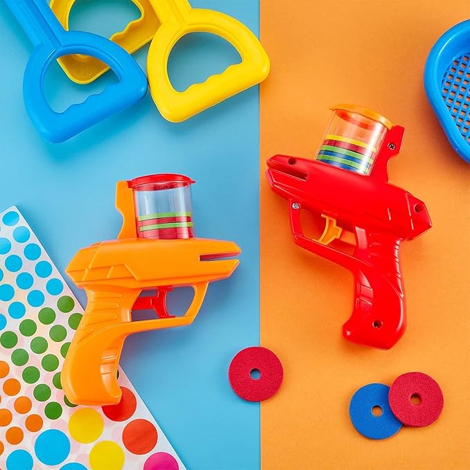 Sumind 2 Pieces Foam Disc Launcher Zip Shot Shooter Disc Shooter (Red, Orange)