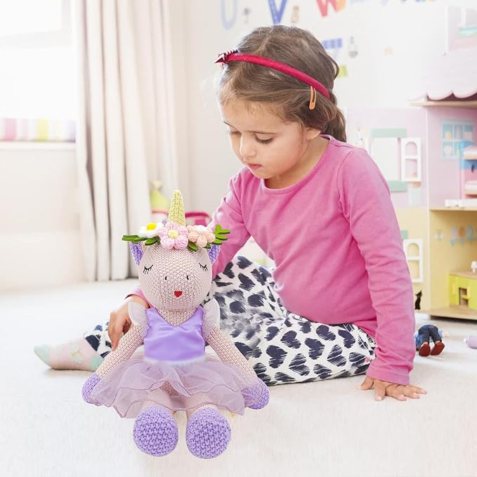Unicorn Stuffed Animals Plush Ballerina Baby Doll, U nicorn Toys for Girl Age, Stuffed Animals for Girl Birthday Gifts U nicorn Decorations for Girls Toys(Pink)