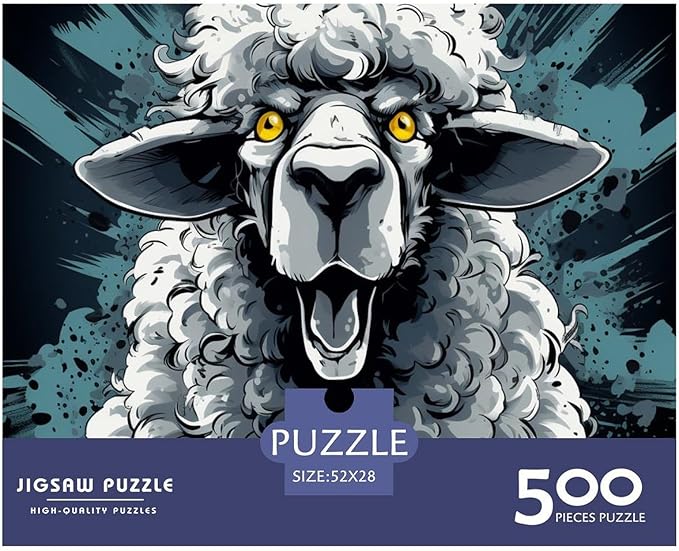 Sheep for Adults Fun Thickened Wooden Jigsaw Puzzles 500 Piece 3D Animal Toy Intellectual Game Education Game Stress Relief Toy Home Decoration Premium & Durable 500pcs (52x38cm)