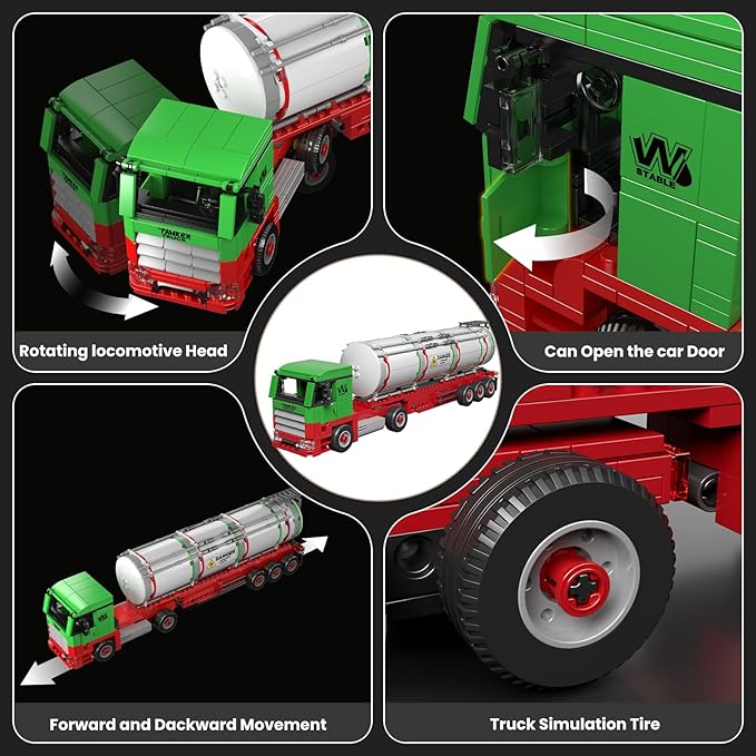 Mould King Tanker Truck Building Set, Realistic American Style Oil Tanker Model for Boys/Girls Ages 8+, 24075 STEM Toy Vehicles with Detailed Interior, Collectible Model for Adults (556 PCS)