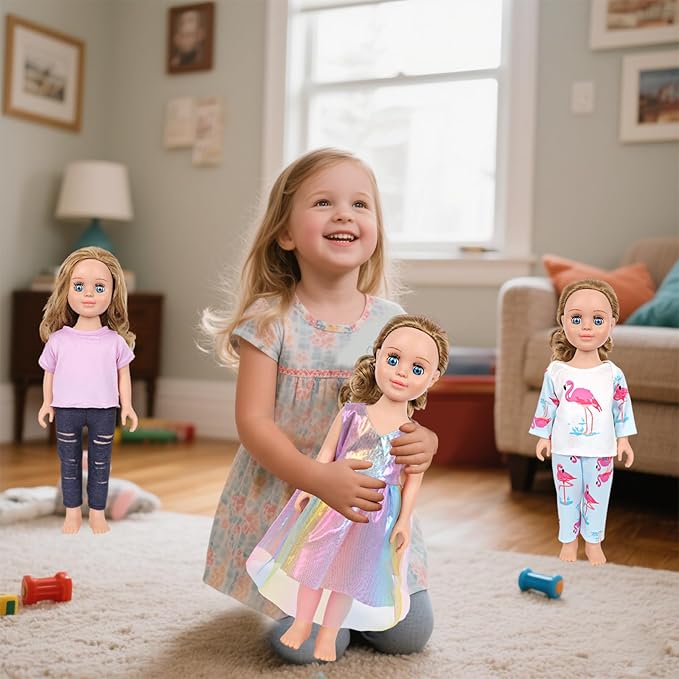 MSYO 10 Sets Doll Clothes for 17 - 18 Inch Dolls, 16 Pcs Fashion Outfits Variety Pack, Floral Dresses, Casual Wear & Pajamas, Girl Doll Dress - Up Set for Play & Gifting