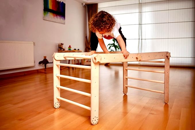 Montessori Activity Cube | Foldable Montessori Climbing Cube | Indoor 9 in 1 Transformable Activity Cube for Toddlers & Kids | Indoor Climbing Activity Wooden Playground (Cube + 2 Ramps)