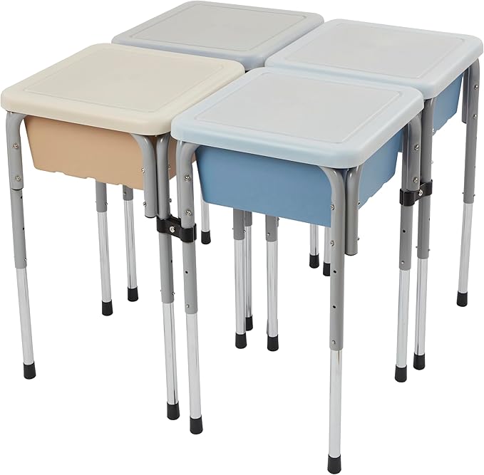 Quad Sensory Tables with Lids, Adjustable Table, Sand/Powder Blue