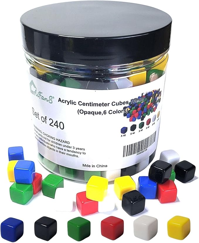 240PCS Centimeter Cubes – Opaque Plastic Math Manipulatives in 6 Colors, Counting & Sorting Toy for Early Learning, Includes Portable Storage Box