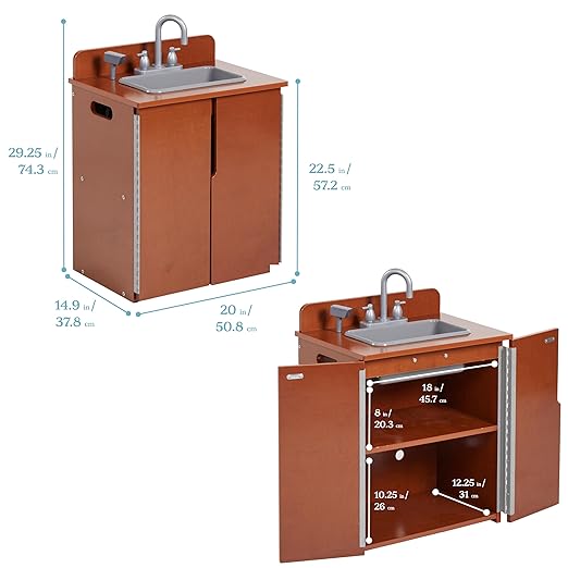 ECR4Kids Play Kitchen Sink, Wooden Playset, Dark Walnut