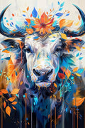 Tall Horn Cow and Maple Leaf 1000-Piece Adult Puzzle - Challenging & Educational, Perfect for Room, Home & Holiday Decoration