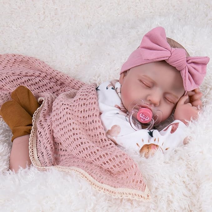 Aori Lifelike Reborn Baby Dolls Real Life Realistic Baby Dolls 20 '' Sleeping Newborn Baby Girl with Rainbow Doll Clothes for Girls 3+