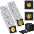 Coin Capsule Coin Snap Holder 2 x 2 Inch Half Dollar Coin Holder, Coin Cases for Collectors Coin Sleeves Collectors for Coin Collection Supplies (Black Foam Gasket, 60)