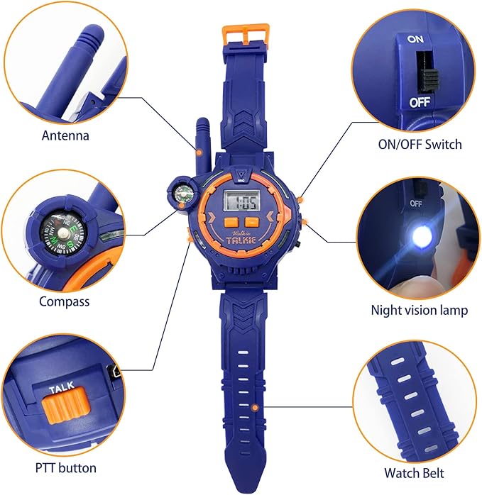 Rechargeable Walkie Talkie for Kids Two-Way Radio Walky Talky with Flashlight Children Outdoor Game Interphone Toy Game and Gifts for Boy and Girl Age 4 to 12 (Blue)