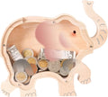 Wooden Elephant Piggy Banks for Kids, Adorable Elephant Piggy Bank with Acrylic Panels, Unbreakable Toddler Money Box for Girls Adults Boys, Cute Saving Coin Jar for Birthday Décor