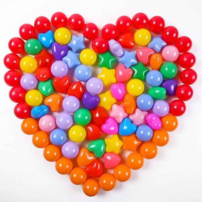 Ball Pit Balls Pack of 100 200 500 - Star and Round Set BPA Free Phthalate Free Non-Toxic Crush Proof Play Balls Soft Plastic Balls for Toddlers Baby Kids Birthday Pool Tent Party