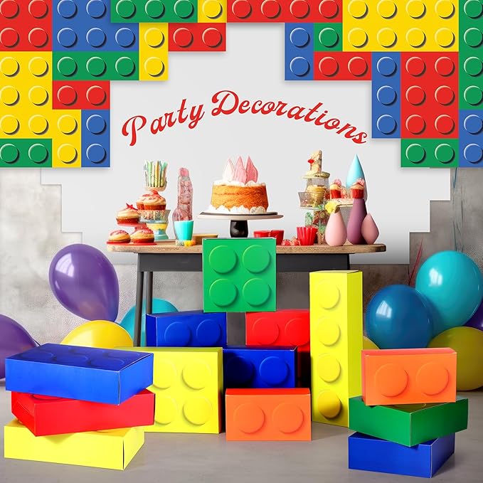 Zhanmai 14 Pcs Paper Building Blocks Boxes in 4 Size Mystery Party Stacking Props Brick Treat Gift Case for Birthday Game Favors Decorations Boys Girls