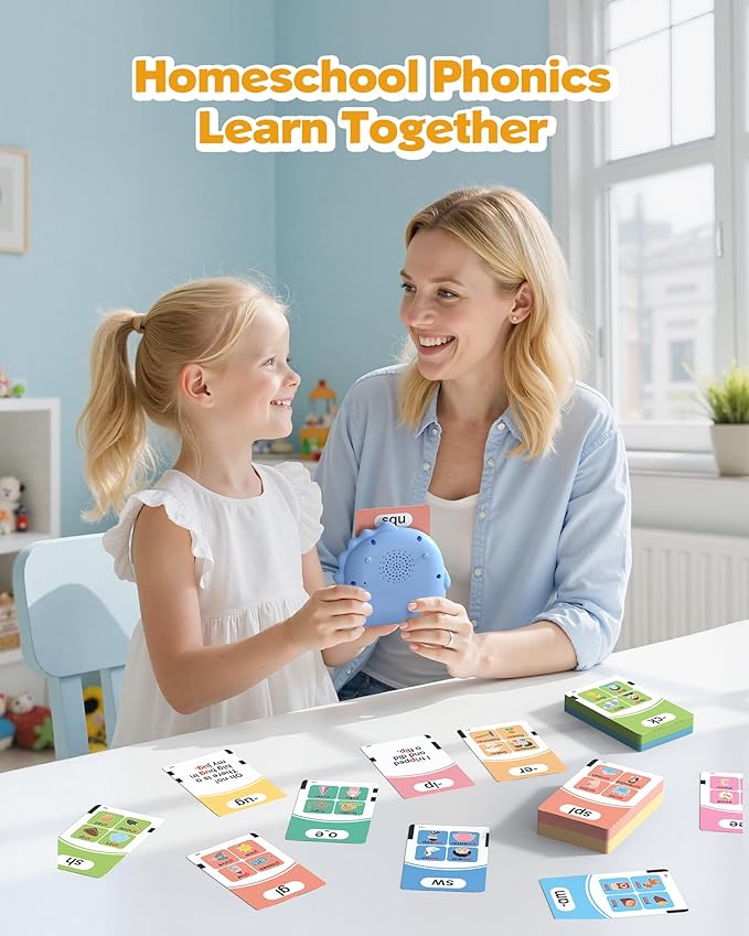 Phonics Talking Flash Cards for Toddlers 3-8, Airbition Learn to Read in 20 Stages, Digraphs CVC Blends Long Vowel Sounds Spelling Reading,Kindergarten First Second Grade Homeschool Educational Study