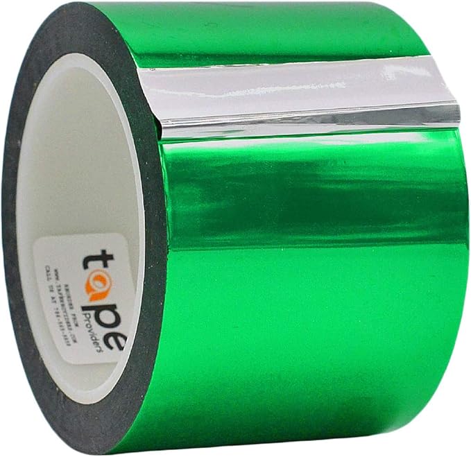 WOD MPFT2 Green Metalized Polyester Mylar Film Tape with Acrylic Adhesive, 4 inch x 72 yds. Vibrant Mirror Green Tape, Decor Tape for Detailing Accent Wall, Graphic Arts, Car and Boat Trim