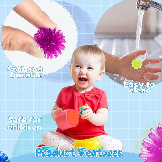 100 Pcs Spiky Hedge Balls Multicolor Small Porcupine Ball Mini Stress Relief Calming Fidget Toys Soft Sensory Bright Assorted Colors for Birthday Party Favors Home Office