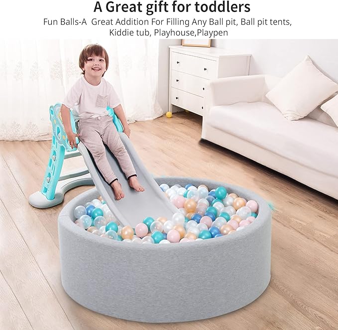 Ball Pit Balls Pack of 100 200 500 - Star and Round Set BPA Free Phthalate Free Non-Toxic Crush Proof Play Balls Soft Plastic Balls for Toddlers Baby Kids Birthday Pool Tent Party