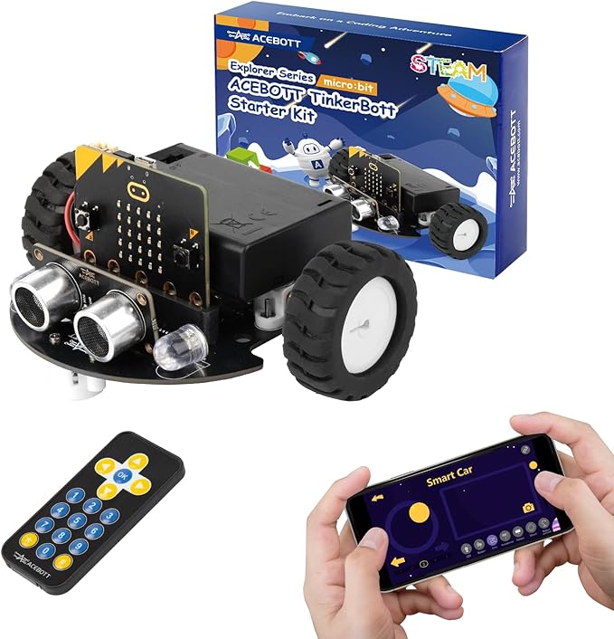 ACEBOTT Robotics for Kids Ages 8–12 12-16, Smart Robot Car Kit Compatible with BBC Micro:bit V2, STEM Toys Coding Robot Kit Compatible with Lego, Gifts for Kids and Teens(Not Included Micro:Bit)