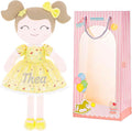 Gloveleya Personalized Doll with Embroidered Name - Floral Yellow Custom Plush Doll for Girls Cute Plush Doll Customized Gift - Muñecas de Trapo Personalizadas para Niñas