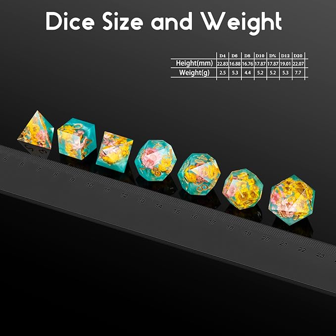 Flower DND Dice DNDND Handmade Resin Sharp Edge D&D Die with Gift Case for D&D Dungeons and Dragon Tabletop Games (Daisy Flower)