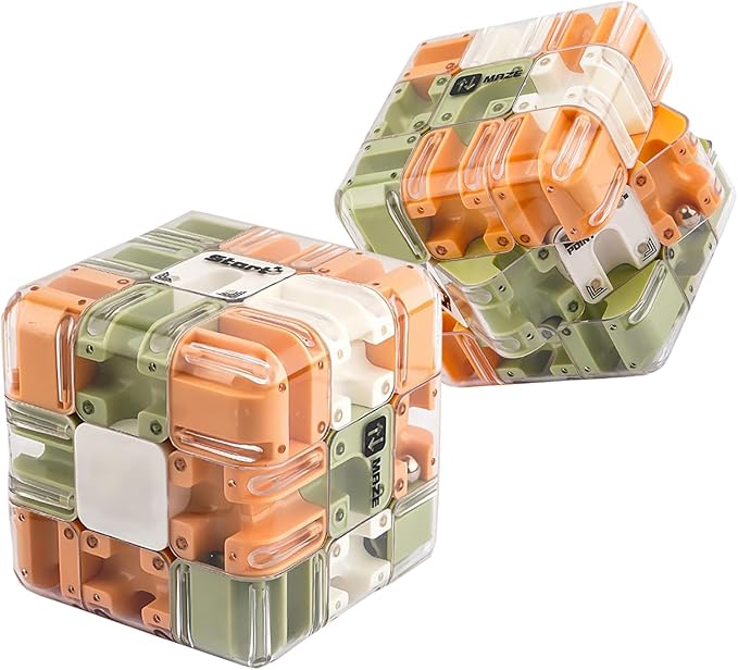 Labyrinth 3D Magic Puzzle Maze Cube - Engaging Brain Teaser Toy, 3D Magic Maze Ball Puzzle, Dual-Use Twist Cube and Sphere for Spatial Perception Training, Boosts Logic and Spatial Recognition (1pcs)