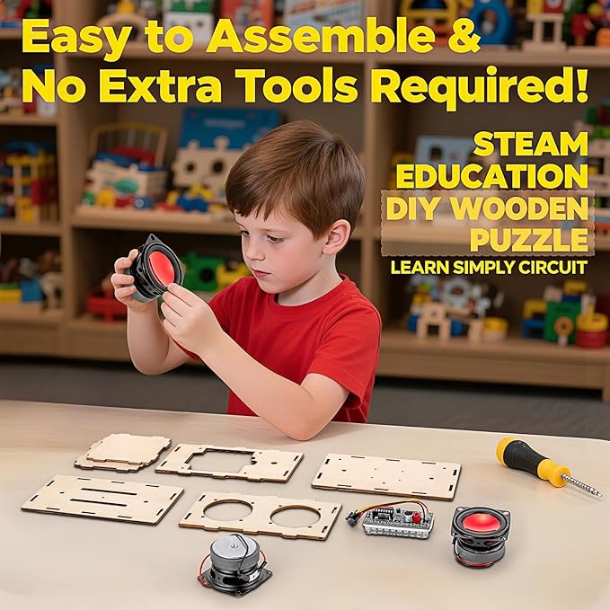 DIY Bluetooth Speaker Kit - STEM Projects for Kids & Adults Age 8-12-16, Build Portable Speaker with LED Light, Science Experiment Electronics Set, Birthday Gifts for 9 10 11 13 14 Year Old Boy & Girl