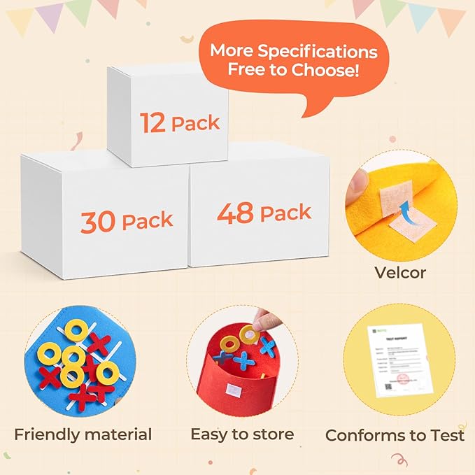 JoyCat Tic Tac Toe Strategic Board Game for Kids and Family,Birthday Party Favors,Classic Educational Toys for Goodie Bag Stuffers,Gifts for Students with Envelope,Easy to Store(Bulk Pack of 30)