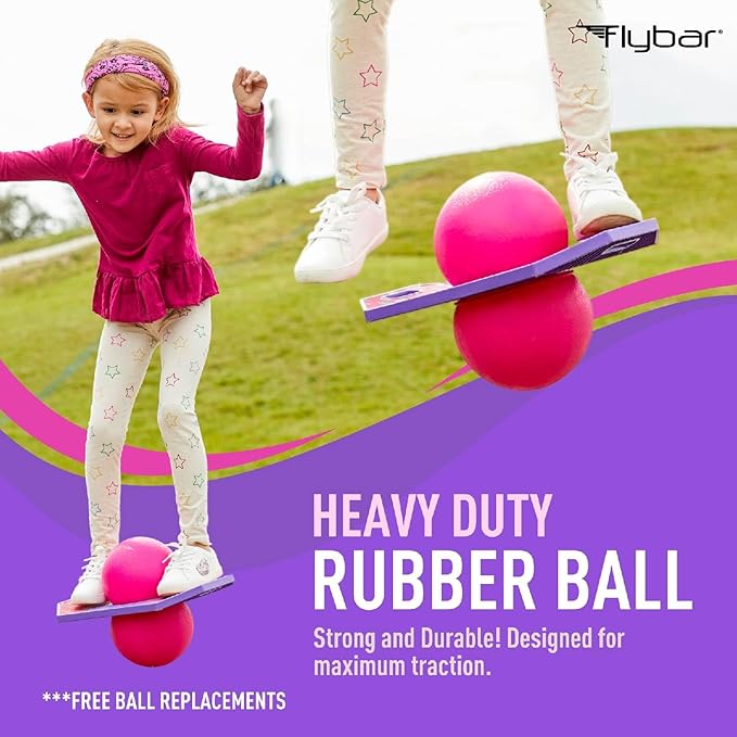 Flybar Pogo Trick Ball for Kids – Balance Bounce Board with Anti-Slip Deck – Pump Included - Indoor & Outdoor Toys for Boys and Girls Fun Way to Reduce Screen Time Supports up to 160 lbs – Ages 6+