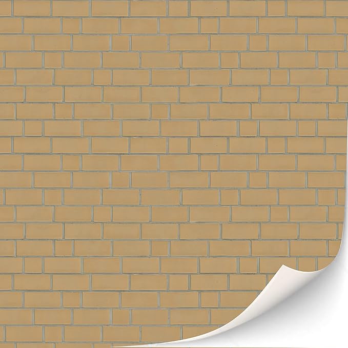 3 Sheets Self-Adhesive Brick Wall Cladding for Dollhouses Scale 1:12 (Ochre)