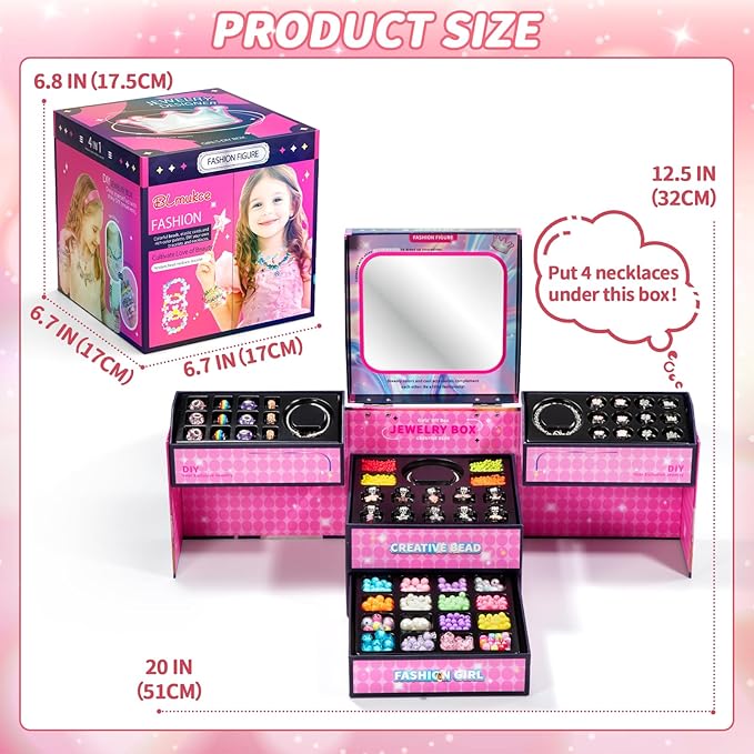 BLmukce Charm Bracelet Making Kit for Girls Ages 8-12, DIY Jewelry Making Kit & Craft Set with Beads, Charms & Necklace Supplies Birthday Christmas Gift for Kids 4-6 7 8 Years Old Girl