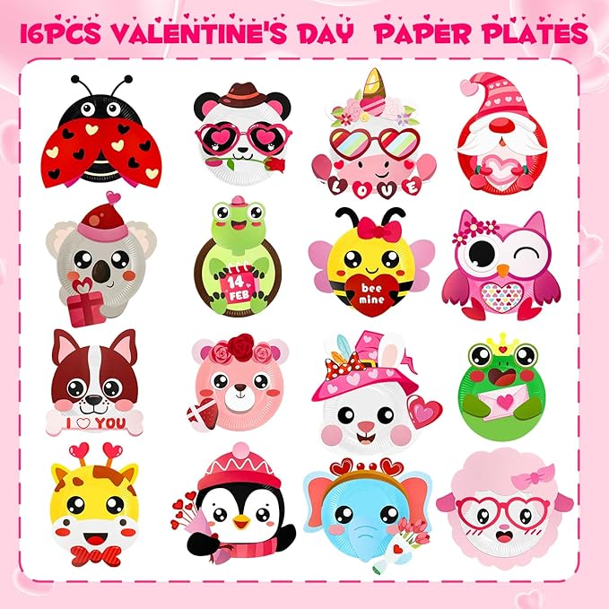 16 Pack Arts and Crafts for Kids, Toddler Crafts Animal Paper Plate Art Kit Gift for 3 4 5 6 Year Old Boys Girls DIY Kids for Birthday Party Favor Preschool Classroom Party Games