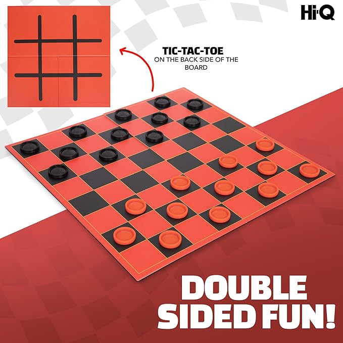 HI-Q Checkers & Tic-Tac-Toe Board Game for Kids: Unleash The Fun with Interlocking Pieces & Quality Game Board with Foldable Design
