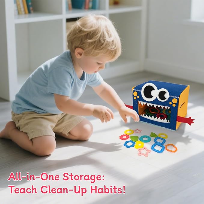edusense Monster Tactile Sensory Toy for Toddlers 1-3 | 20 Textured Shapes | Fine Motor Skills & Shape Learning