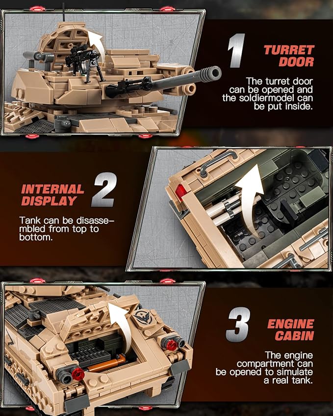 dOvOb Military M2 Bradley Tank Building Set (1350 PCS), Infantry Fighting Vehicle Army Construction Model Toy for Adult or Kid Gift