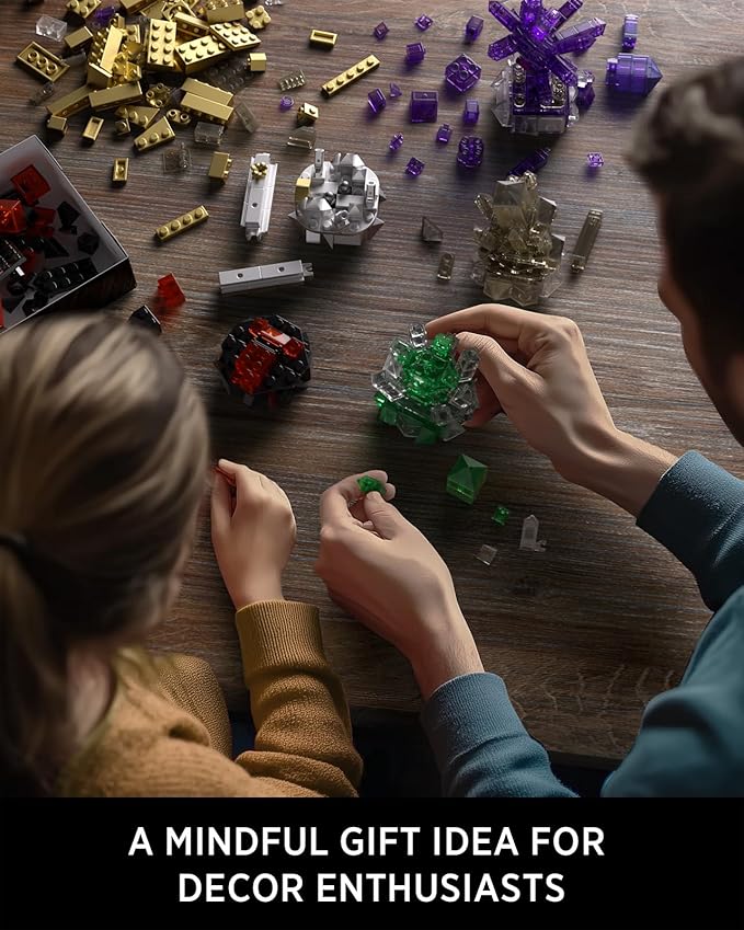 Nifeliz Geology Rock Collection Building Set for Adults, 6 Different Kinds of Gemstone Model Toys, Creative Desk Decoration & Fun Gift for Mineral Lovers (616PCS, NF10306)