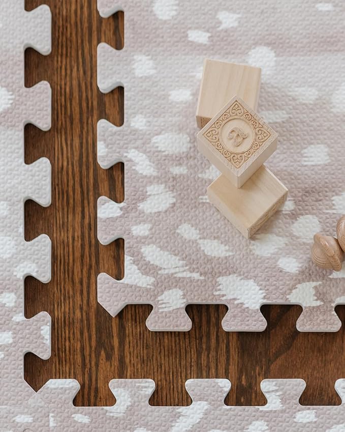 House of Noa Baby Play Mat – 4x8 Fawn Brown – Set of 8 Tiles – Cushioned EVA Foam Play Mat for Floor, Soft Interlocking Baby Crawling Mats for Hard Floors