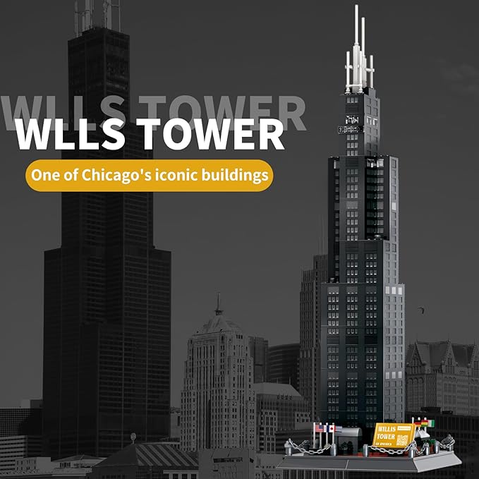 Willis Tower Chicago Architecture Model Building Blocks Sets The Office Landmarks Skyline Set Toys Collection for Kids Adults 1241Pcs