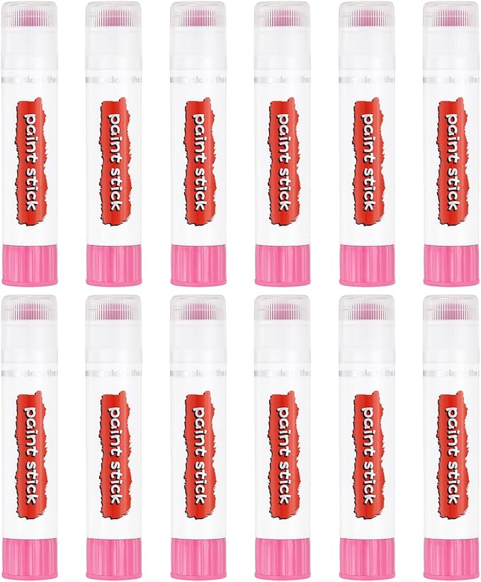 PATIKIL Tempera Paint Sticks, 12 Pcs Solid Tempera Paints Sticks Washable Bulk Markers Pen Quick Drying for Artists Beginners Art Supplies, Light Pink