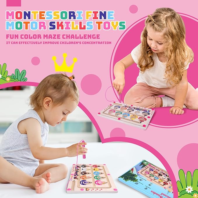 Princess Mini Magnetic Color and Number Maze Montessori Toy for Ages 3 4 5, Toddler Busy Board, Educational Preschool Learning Activities, Ideal Christmas & Birthday Gift for Girls and Kids