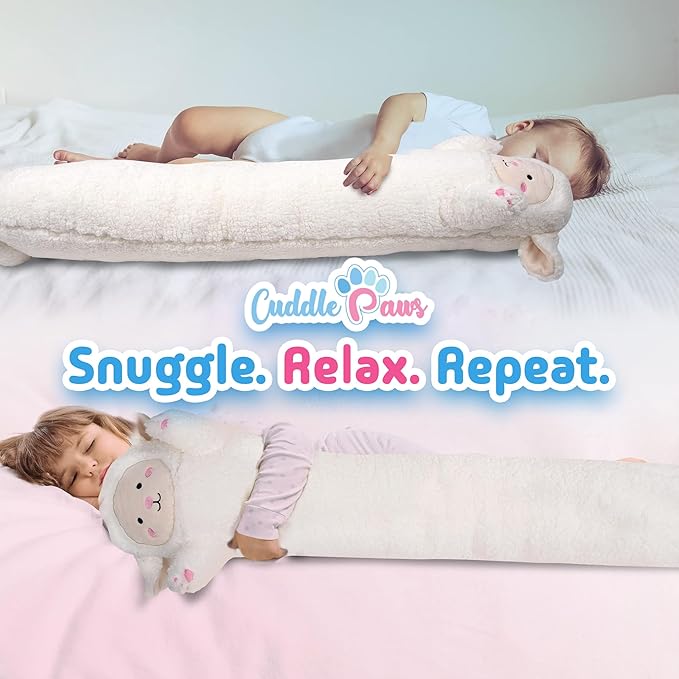 Lamb Plush Body Pillow for Kids | Long Stuffed Animal Cuddle Pillow | Soft Hugging Toy | Plushie Gift for Girls & Boys | Long Plush Body Pillow for Sleep & Comfort | Medium, 35 Inches